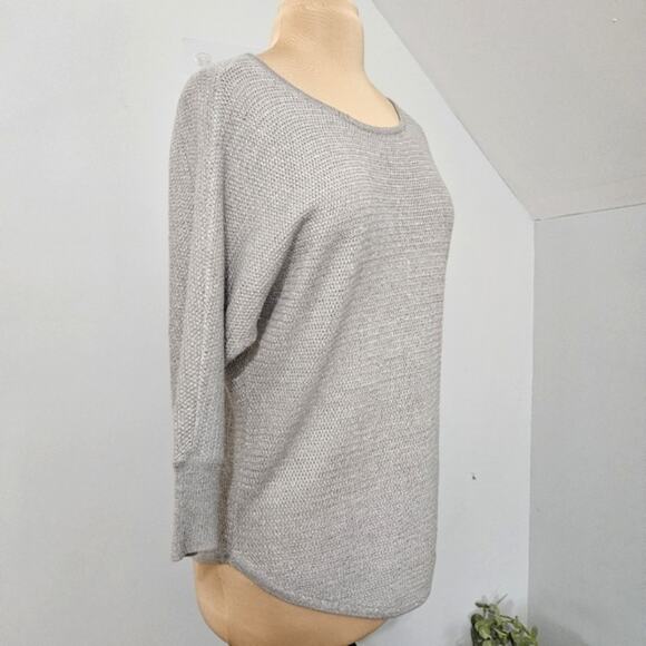 Design365 Metallic Gray Knit Scoopneck Tunic Sweater Size Large - Picture 3 of 9